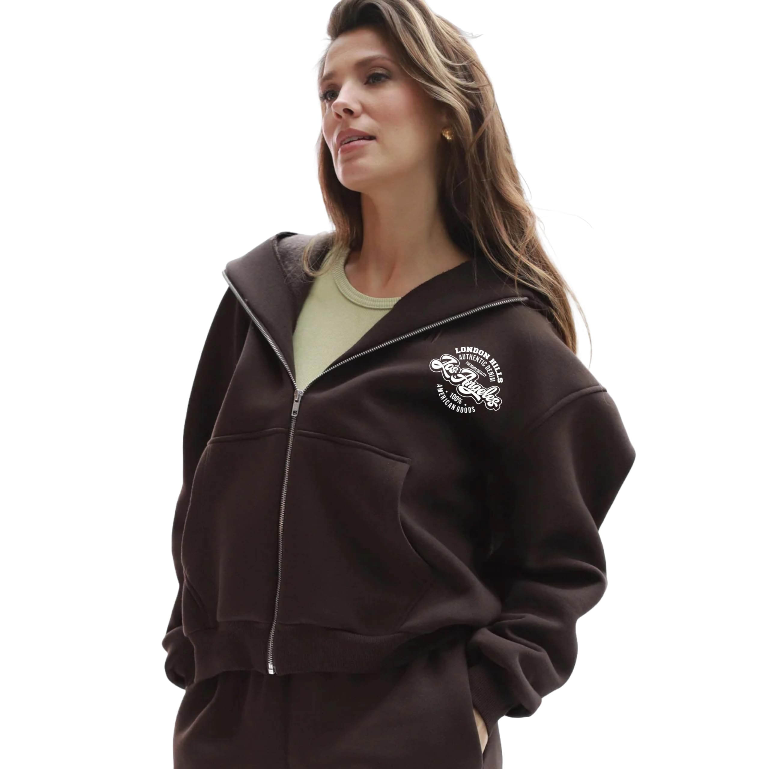 Buy London Hills Full-Zip Hooded Sweatshirt for Woman, Cotton