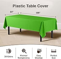 Vista 2 de Exquisite The Case - Manteles desechables de plástico lima para mesas rectangulares a granel, paquete de 48 manteles desechables de plástico