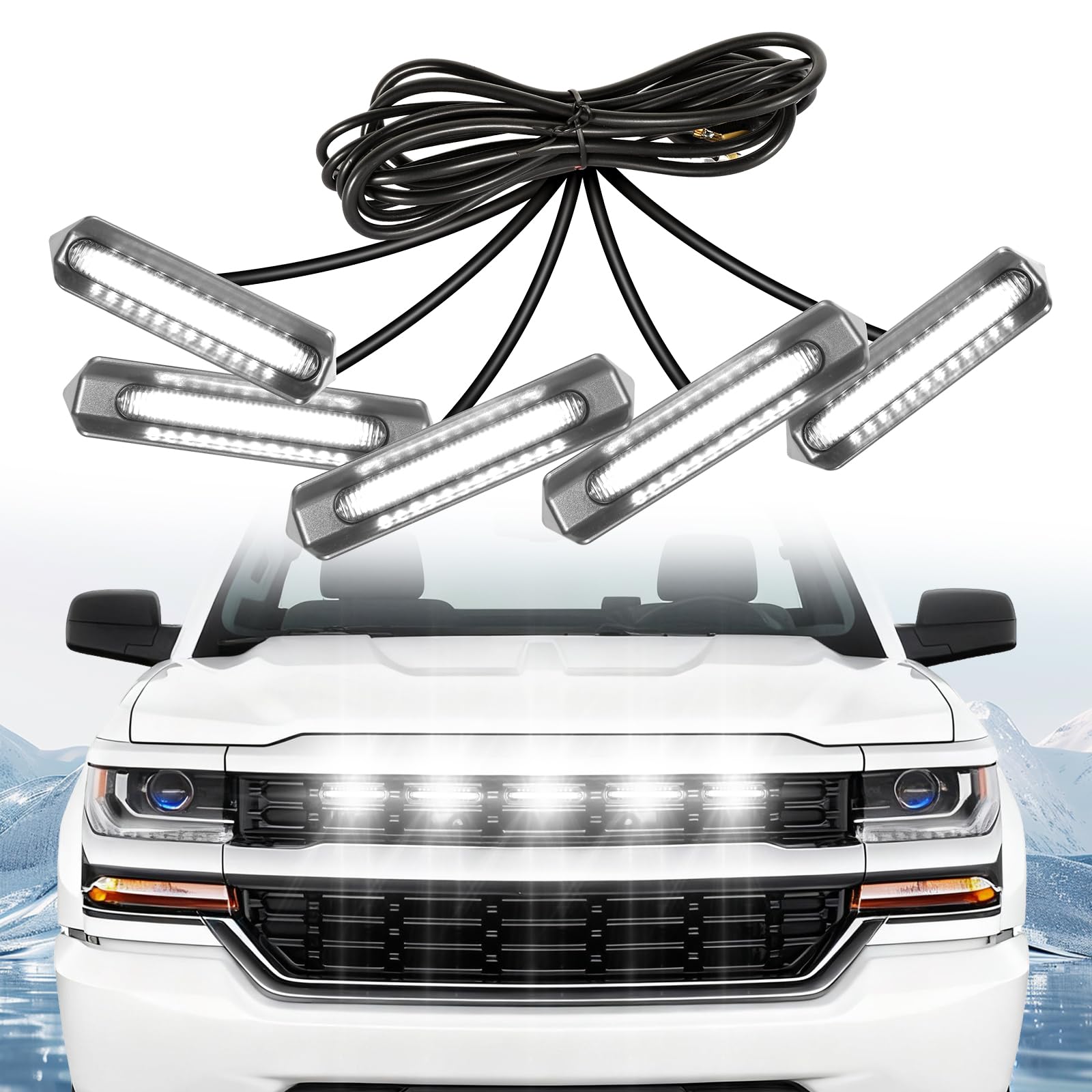 5pcs LED Grille Lights for 2018 Silverado 1500 Accessories 2016 2017