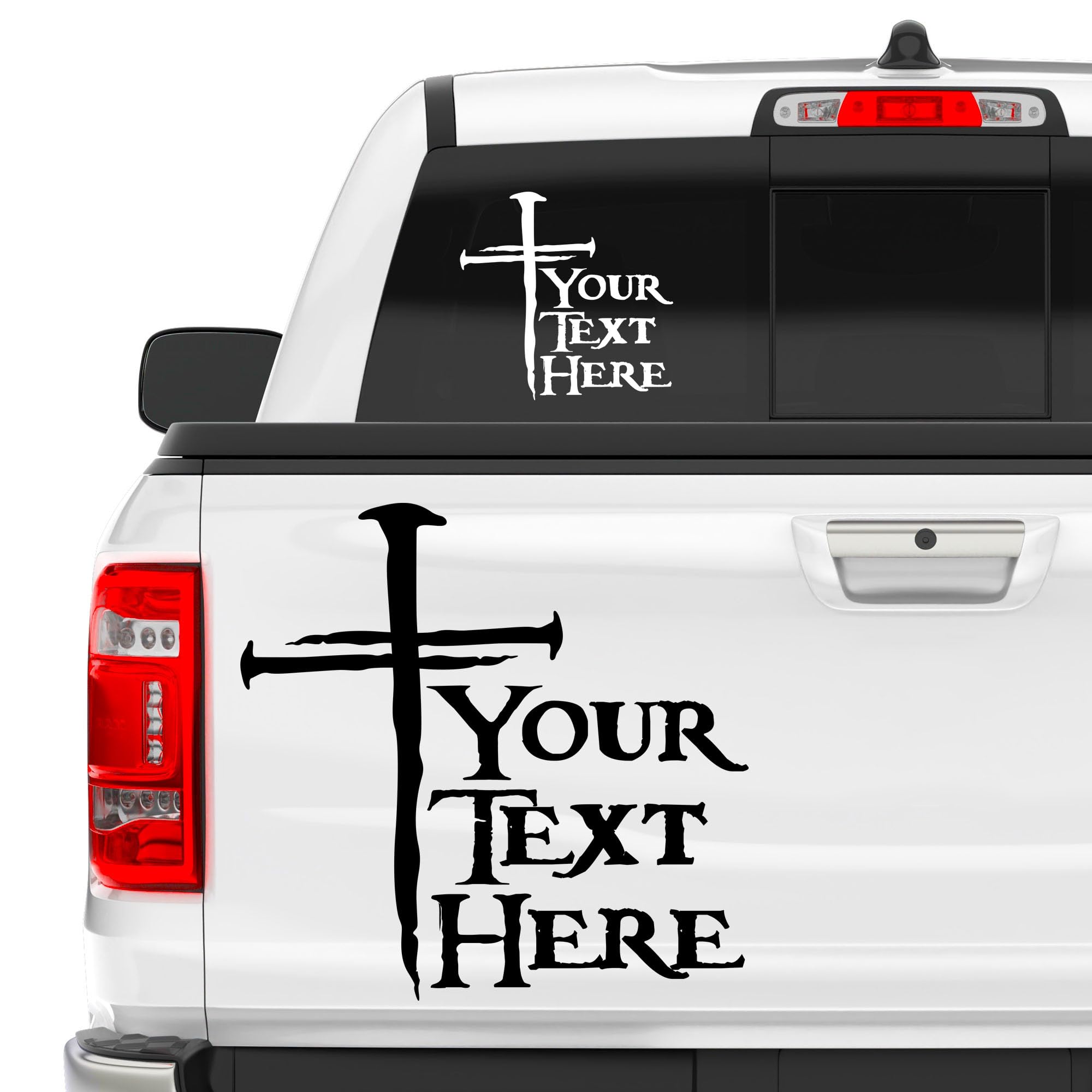 Christian Cross of Nails Customizable Custom Personalized Text Car Truck Decal Vinyl Window Sticker