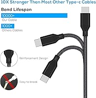 Vista 4 de Cable de carga para mando Xbox SeriesPS5 cable USB C de repuesto de nailon trenzado de carga larga rápida USB tipo C cable de carga con Xbox Series