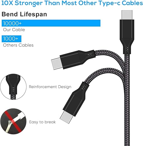 Miniatura 4 de FYOUNG Cable de carga para PlayStation 5Xbox Series XSpara Switch OLEDSwitch LiteSwitch 2 Controller, cable de carga rápida USB tipo C trenzado de