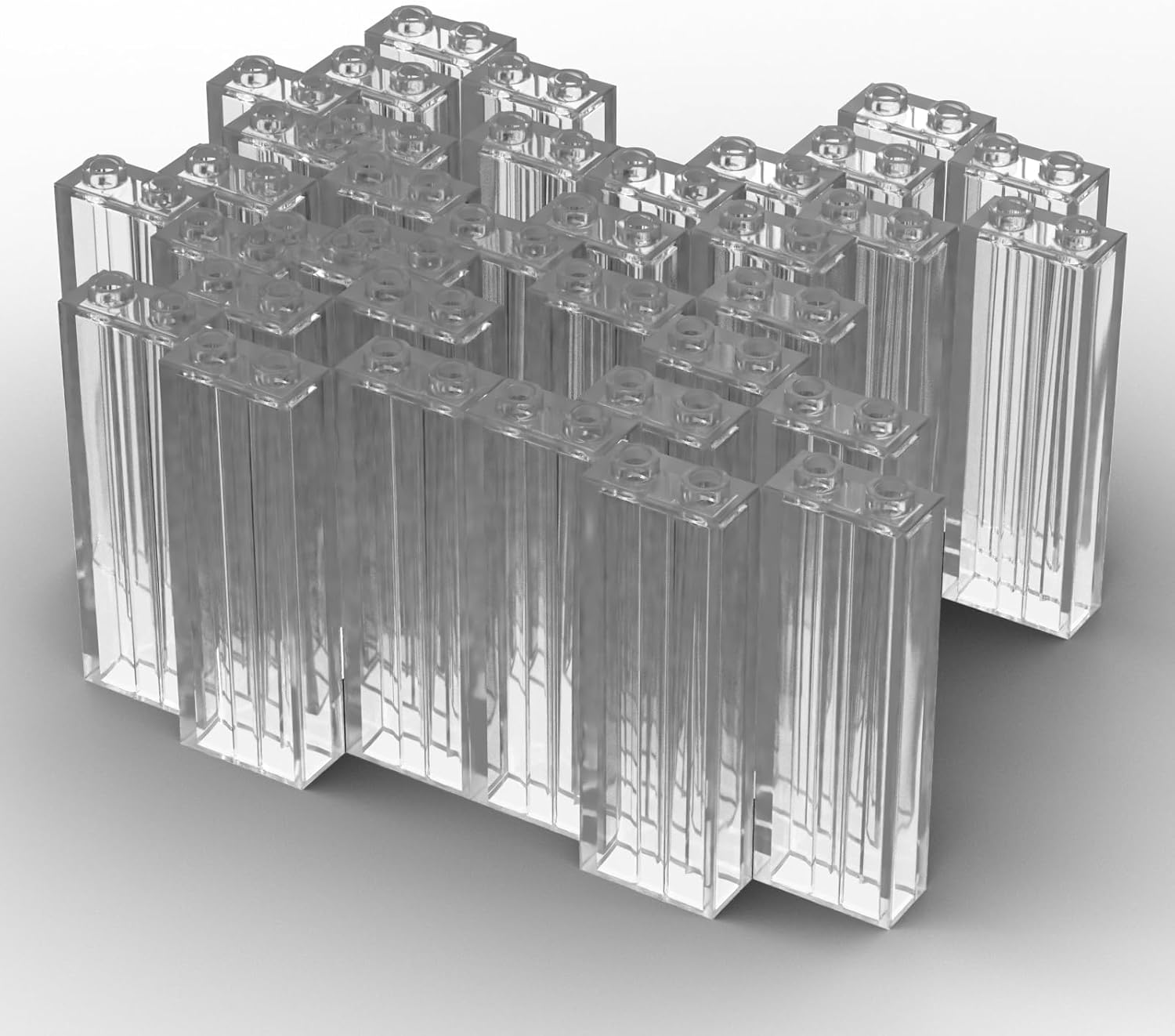Classic 50PCS 46212 1x2x5 Bulk Bricks, Compatible with Lego, High-Tech 2454 Particle Assemble DIY MOC Components for Major Brands, Color:Trans Clear