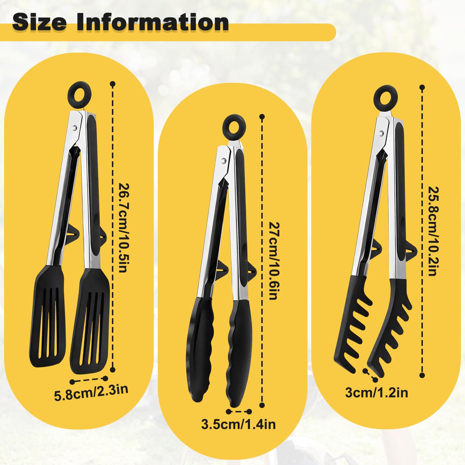 Set 3 Pinze Da Cucina In Acciaio Inox Con Punte In Silicone + Pennello - Multiuso Antiscivolo, Bloccabili, Lavabili In Lavastoviglie - 2