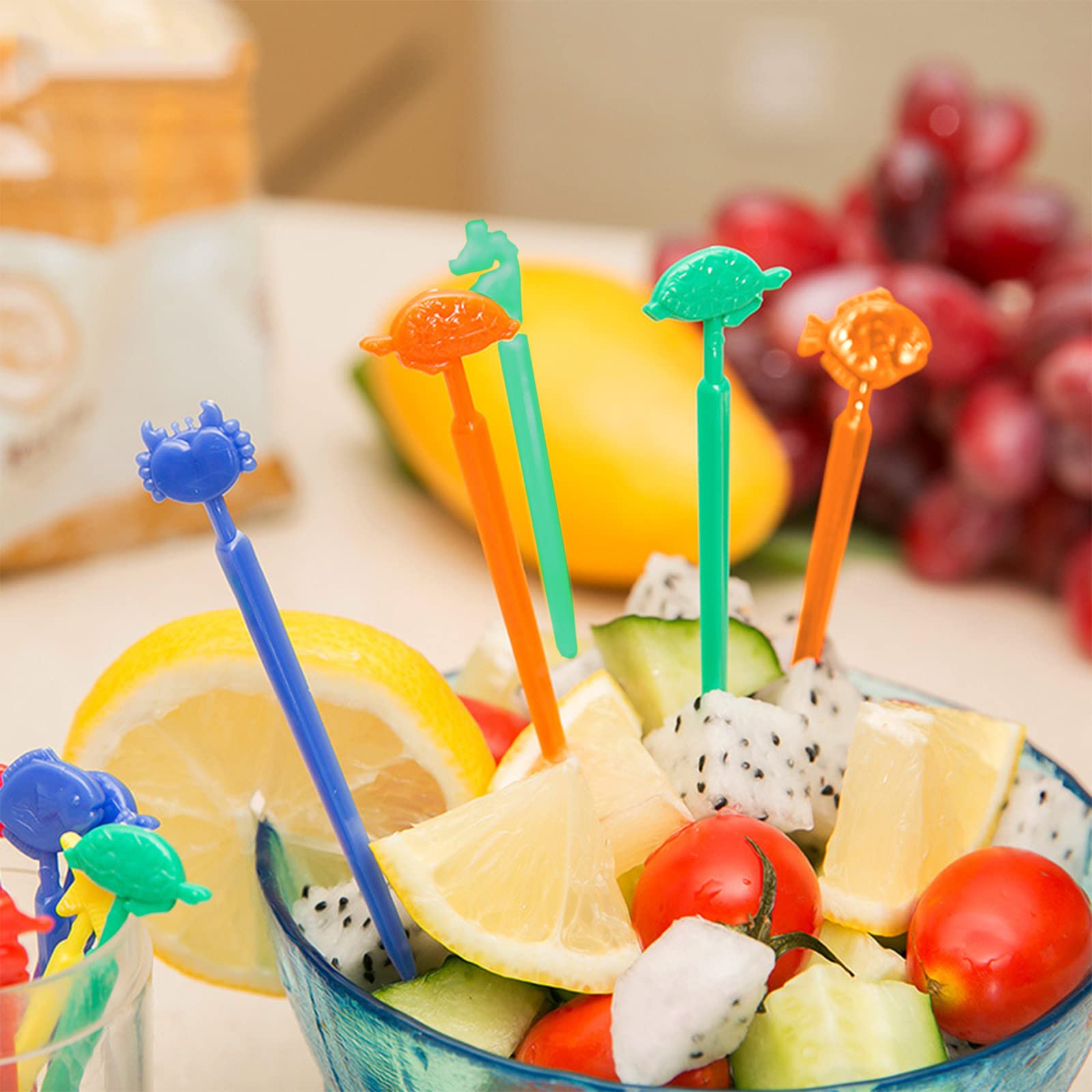 60 Forchettine Frutta A Forma Di Animali Per Bambini - Stuzzicadenti Colorati Per Lunch Box E Feste - Foto 12