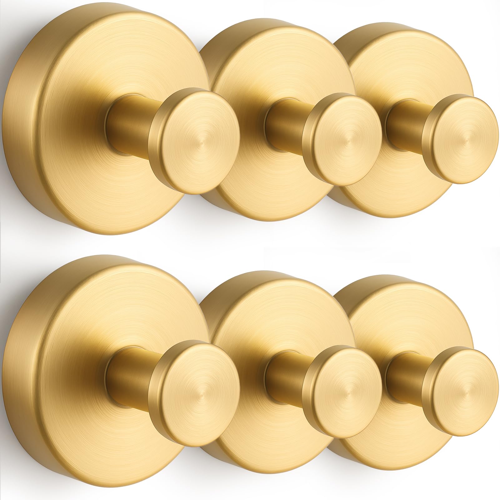 byojia Suction Cup Hooks, Shower Hooks for Inside Shower, No-Drill Towel Hook Stainless Steel Waterproof Suction Hook for Wreaths, Loofah, Towel, Coat, Bath Robe (Gold, 6Pcs) — image 1