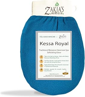 Original Kessa Exfoliating Glove - Teal Blue - Microdermabrasion Exfoliating Mitts, Removes unwanted dead skin, dirt and grime and Keratosis Pilaris. Great for spray tan removal. 1 unit