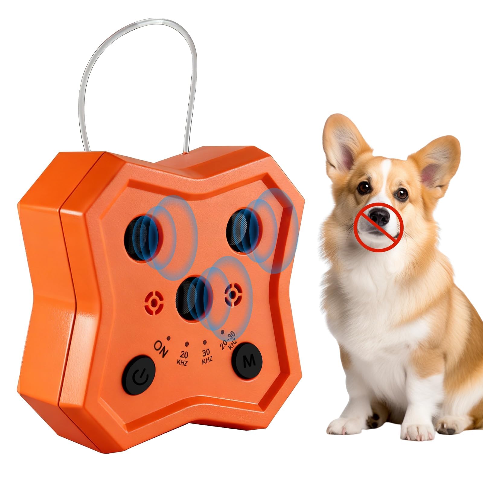 View 1 of Anti Barking Device for Dogs: Ultrasonic Dog Bark Deterrent Devices with 3 Training Modes 50 FT | Dog Barking Silencer Bark Box for Indoor Outdoor | Stop Barking Control Device for Dogs (Orange)