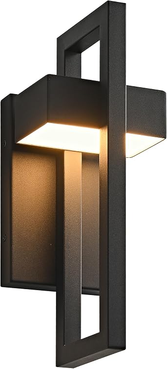 Outdoor Wall Lights Modern LED Exterior Lighting Fixtures, 3000K 20W Outdoor Wall Sconce for Porch, Matte Black Outside Wall Mount Lights for Front Door House Garage 1pack
