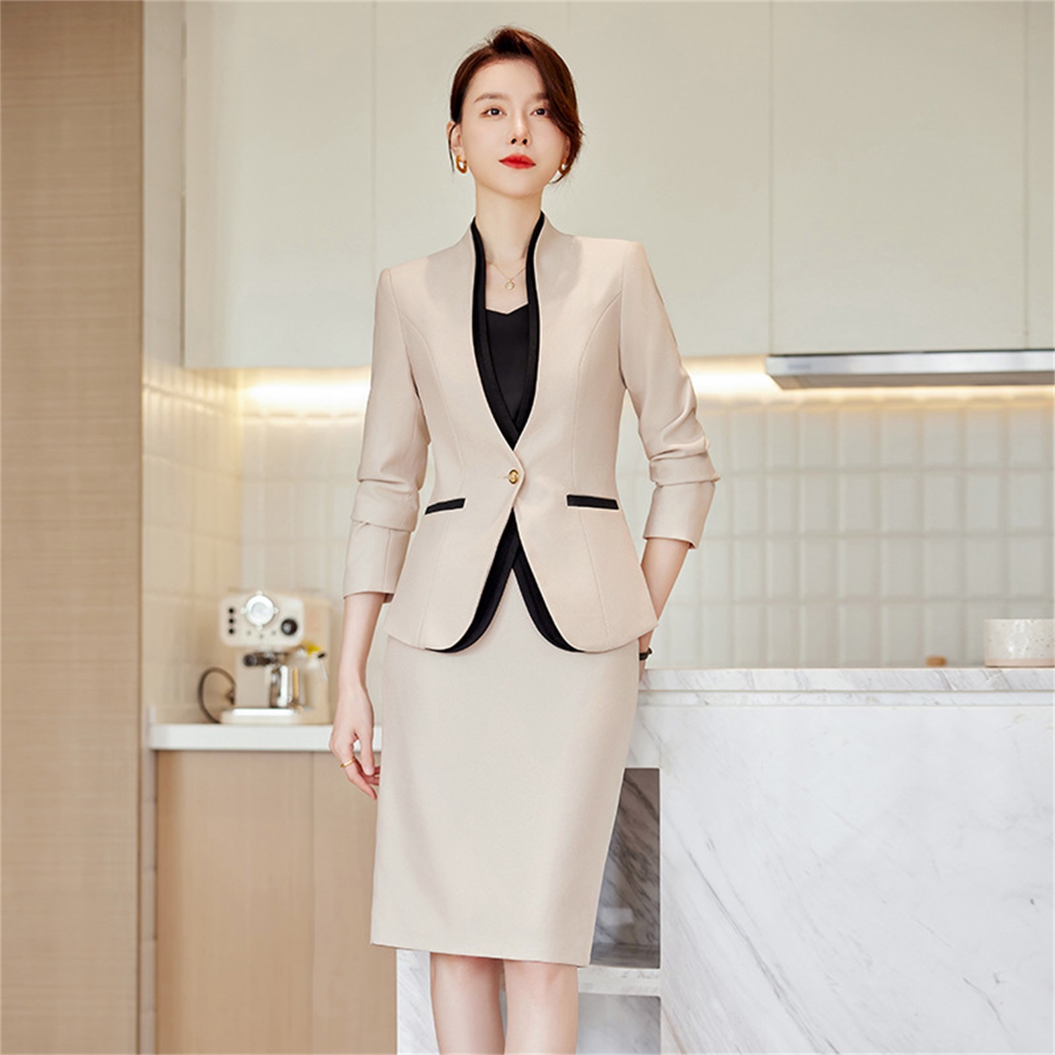Skirt Suit High Waisted Pencil Skirt Jacket Waistcoat Pencil Skirt