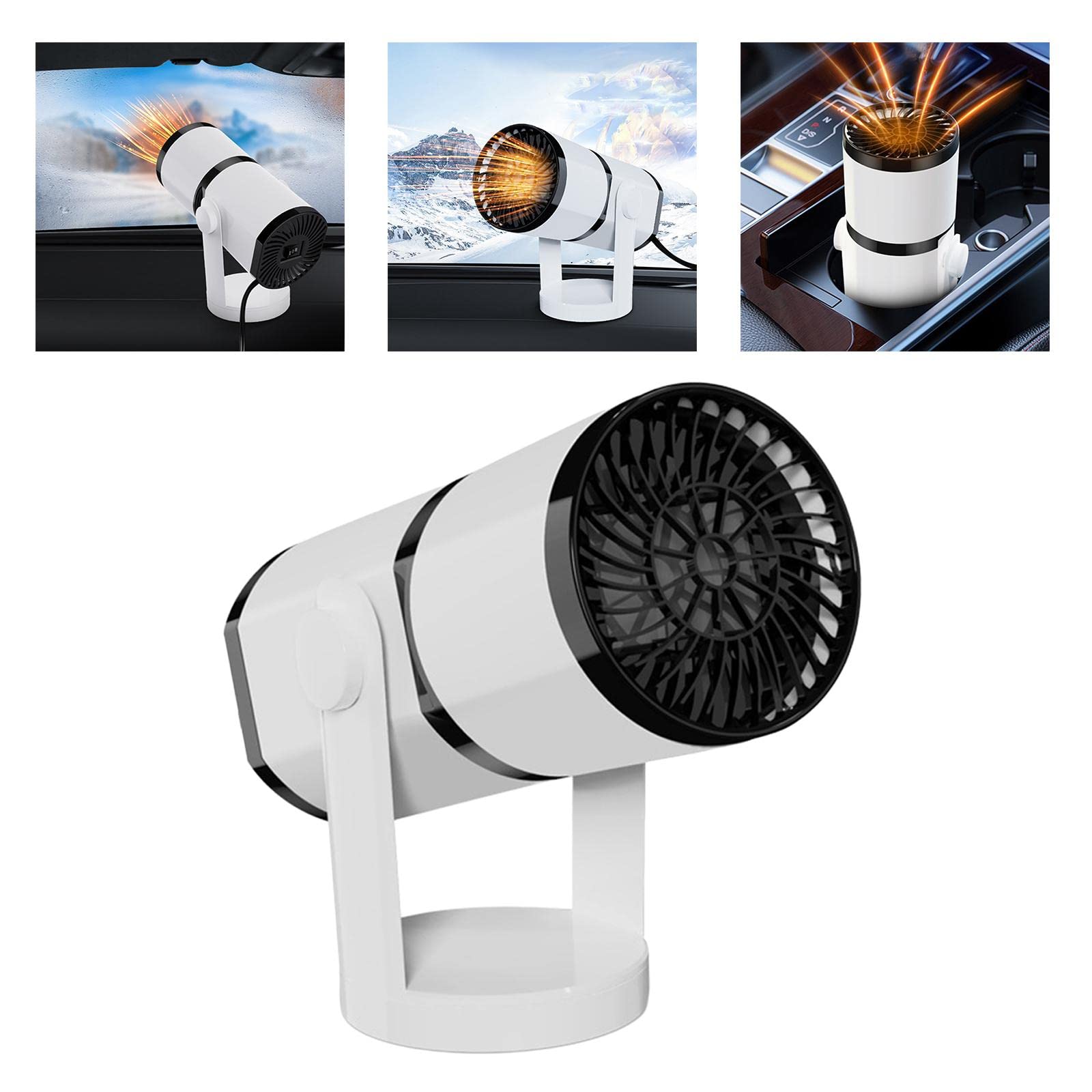 Autoheizer Tragbarer Autoheizlüfter Windschutzscheiben Entfroster Defogger Mini Heizlüfter mit Schnellem Und Kühlmodus Aus Material mit 150W, 24v9096B
