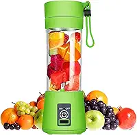Mini USB Liquidificador Portatil 6 Lâmina Mixer Portatil Shake Coqueteleira Eletrica Sem Fio Squeeze Recarregavel (Verde)