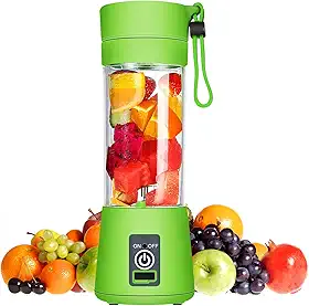 Mini USB Liquidificador Portatil 6 Lâmina Mixer Portatil Shake Coqueteleira Eletrica Sem Fio Squeeze Recarregavel (Verde)