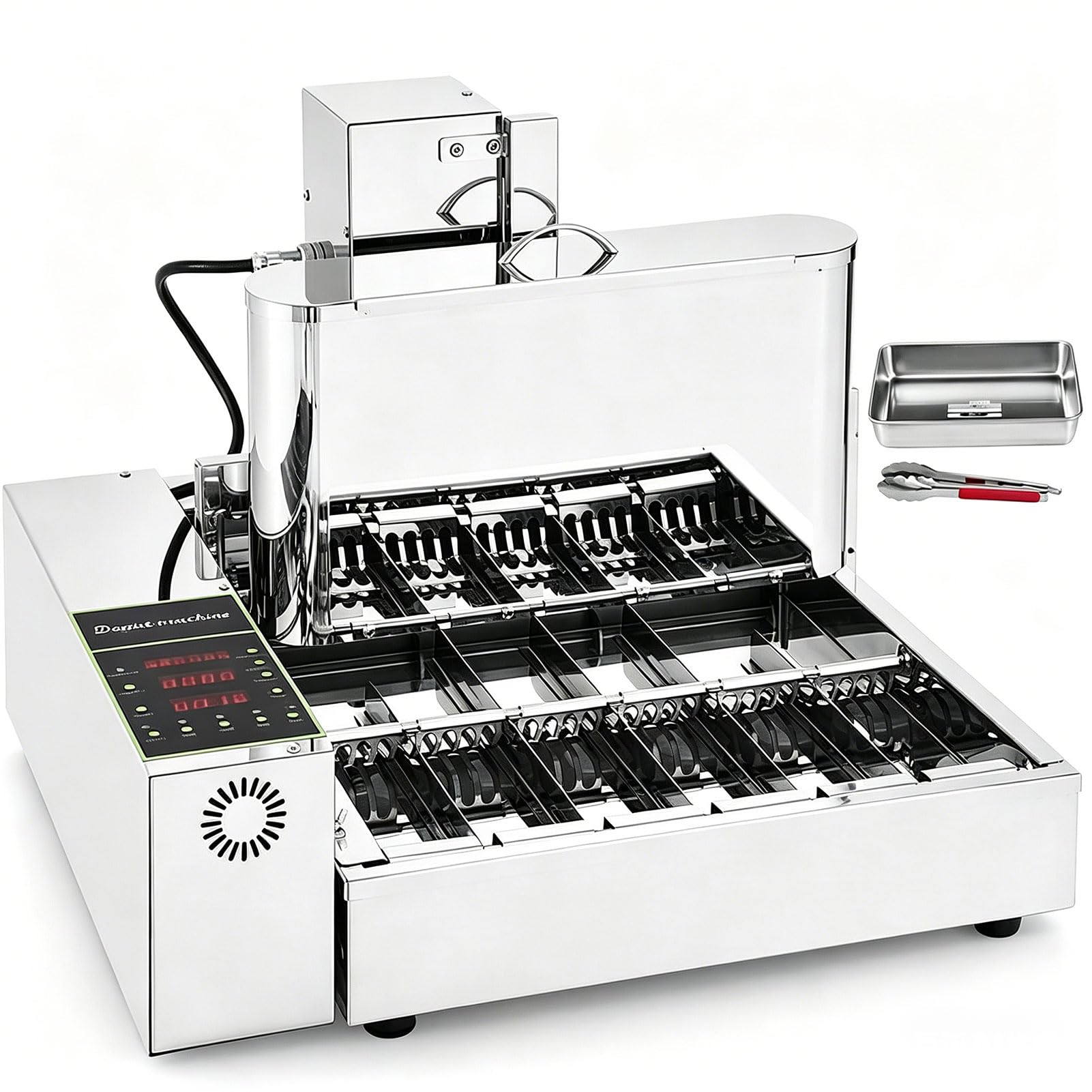 Machine à Beignets Professionnelle 2000 W, Machine Automatique 4/6 rangées avec Panneau de Commande Intelligent, retournement Automatique et épaisseur réglable, pour boulangeries (6 Rows)