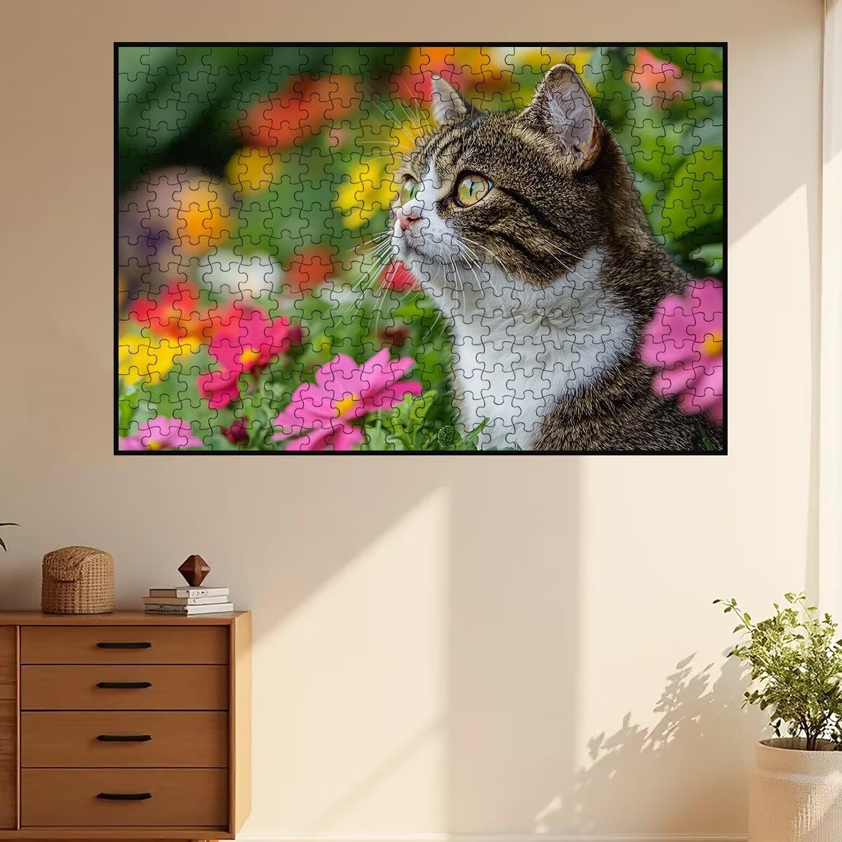 Puzzle 2000 sztuk dla dorosłych kotów, puzzle kwiat, puzzle 2000 sztuk dla dorosłych, drewniane puzzle z pudełkiem na prezent rozmiar 99x70 cm, wyzwanie puzzle dla całej rodziny, prezent dla kobiet