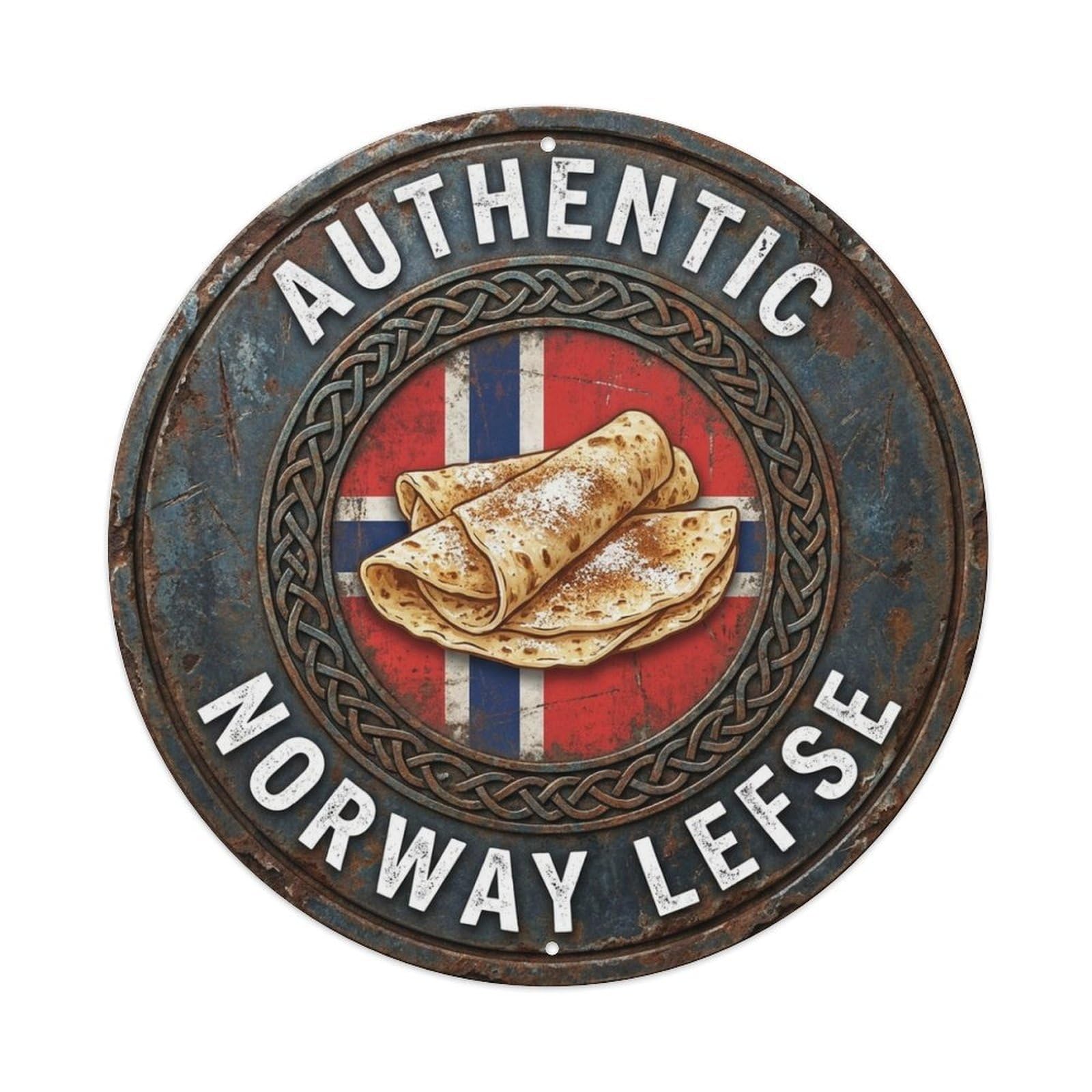 Olhnbad Style Norway Travel Lefse Flatbread Regional Cuisine Metal Tin Sign