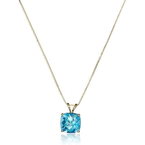 Amazon Essentials 14k Gold Cushion Checkerboard Pendant Necklace (8mm)