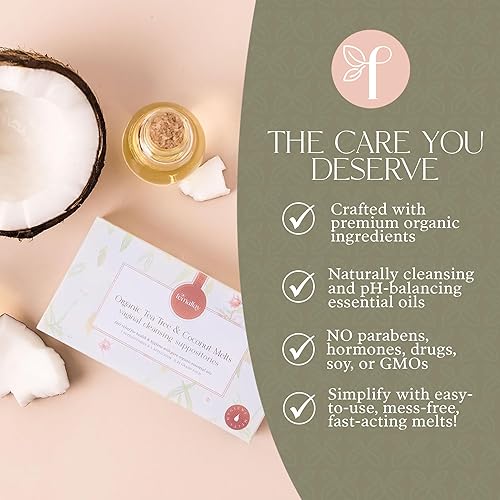 Miniatura 3 de Femallay Supositorios de limpieza vaginal de árbol de té orgánico y aceite para higiene, 100% naturales para el cuidado femenino, ideal para