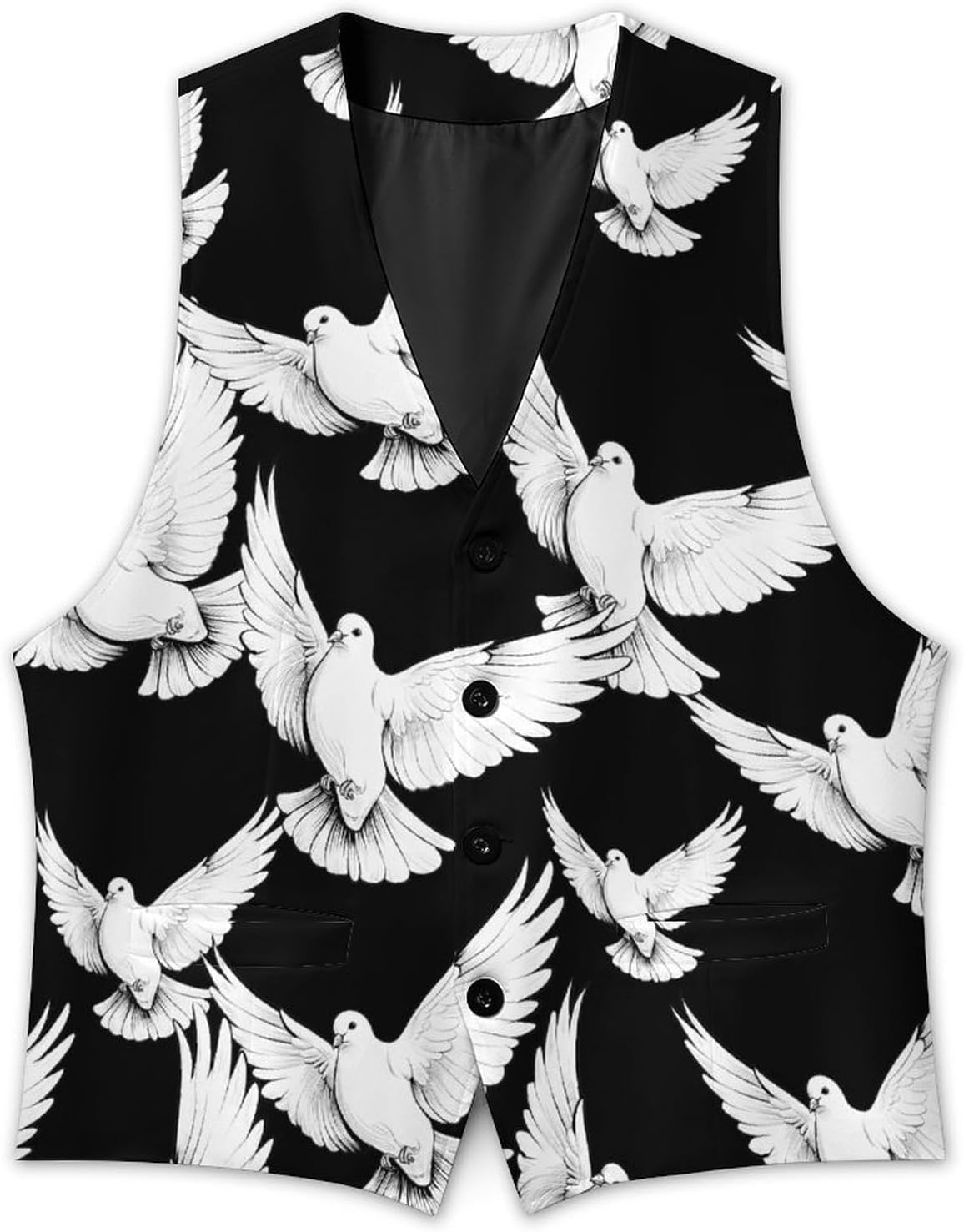 Minimalism Doves Men's Formal Suit Vest Slim Waistcoat for Business Tuxedo Dress