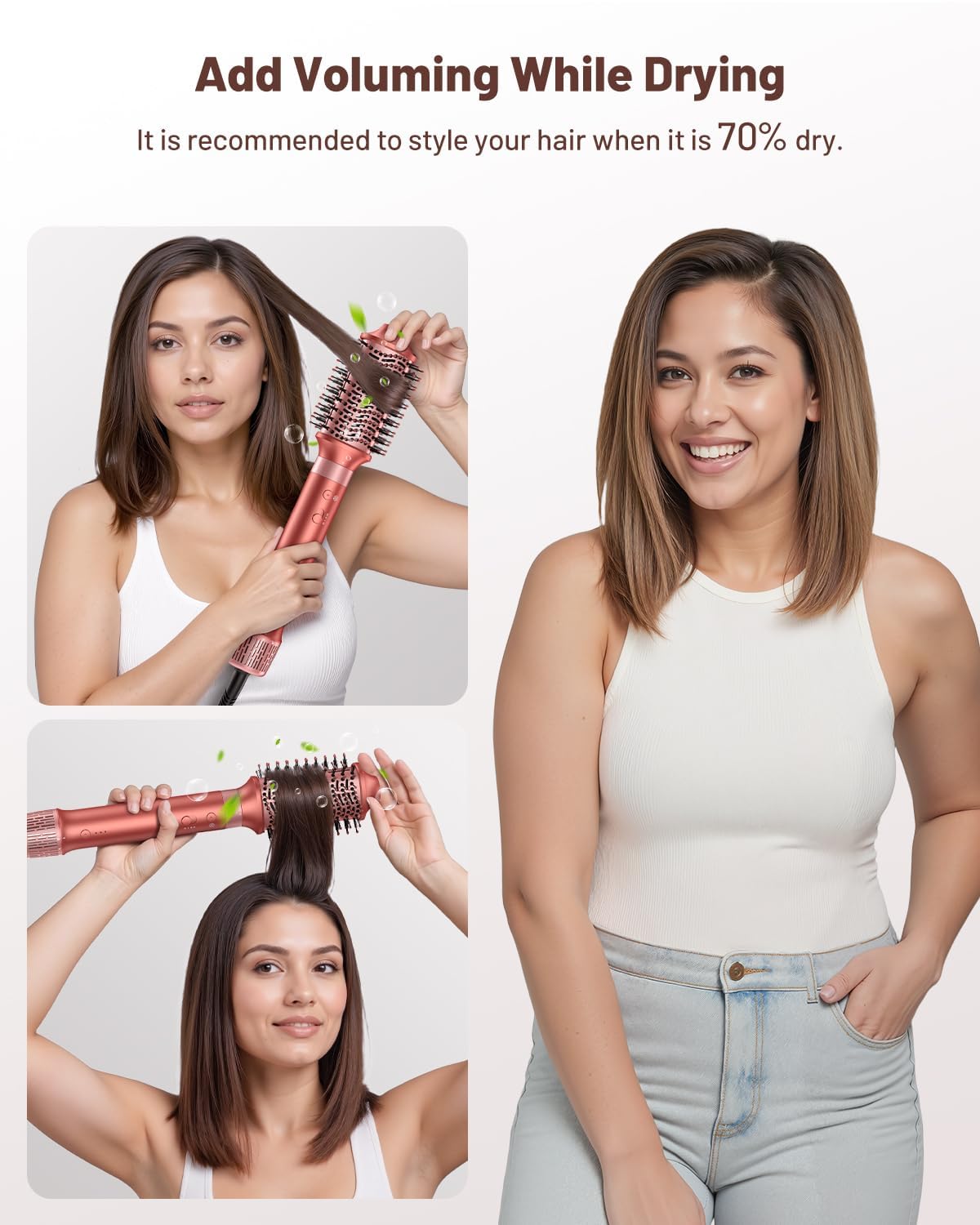 HITTIONA 5 in 1 Airstyler & Rundbürstenföhn, 110.000 U/min Ionen Haartrockner mit Auto Lockenstab, Profi-Hairstyler für Alle Haartypen