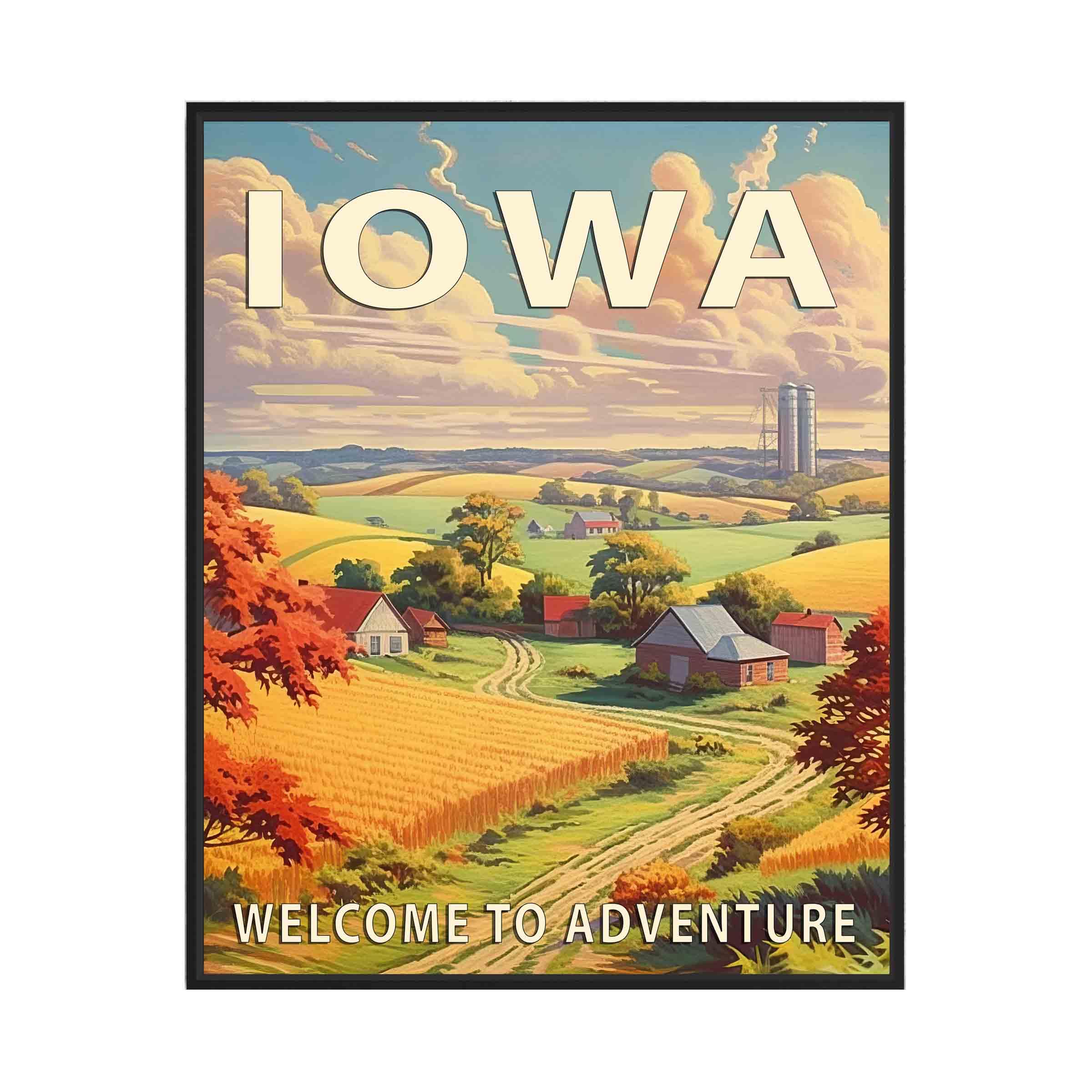 Amazon.com: Iowa Poster Art Print, Retro States Landscape Wall art