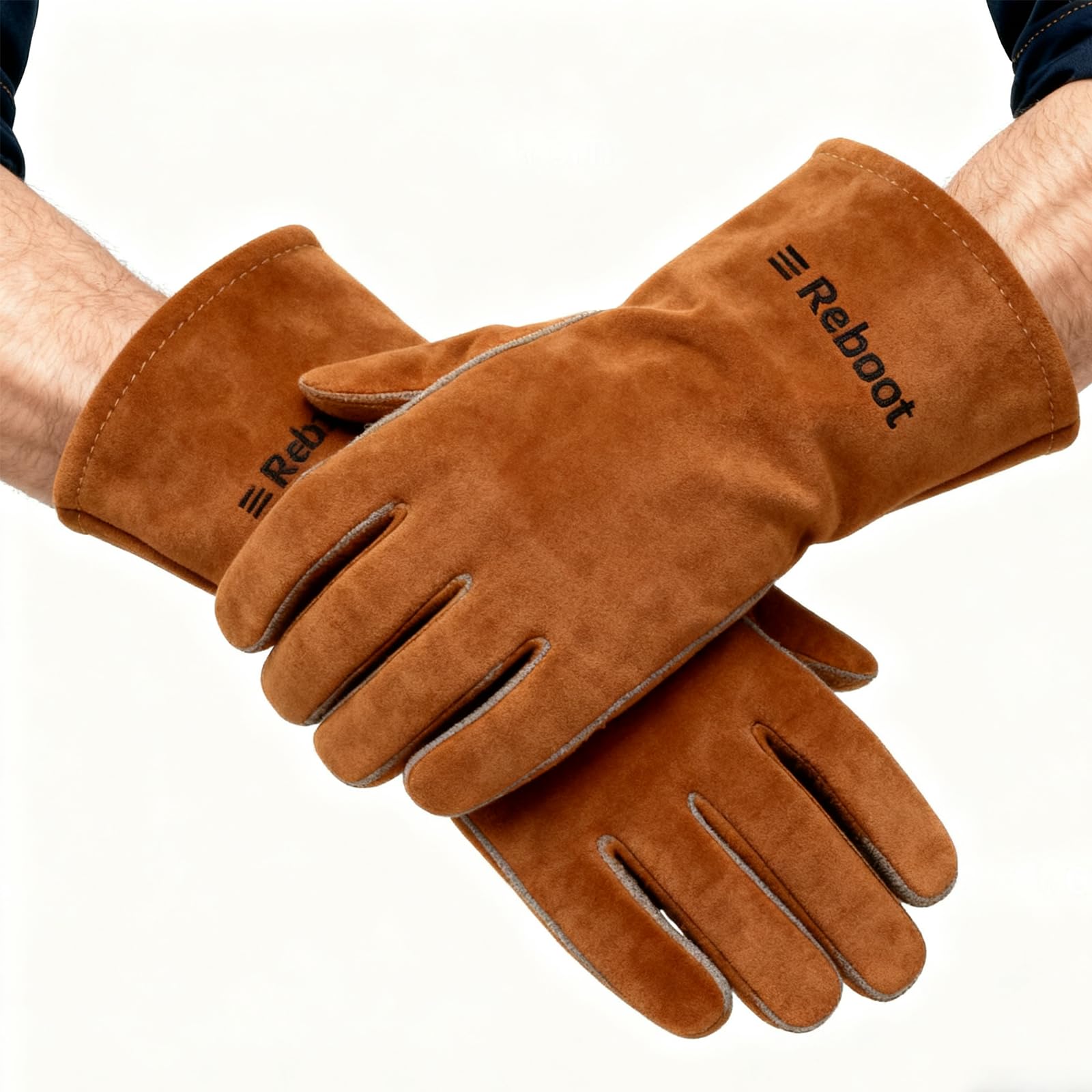 Guantes de Soldador Reboot - Resistentes al Calor, Ignífugos para Quemador de Madera de Vaca Partida - Guantes de Protección para Soldador, Parrilla y Barbacoa