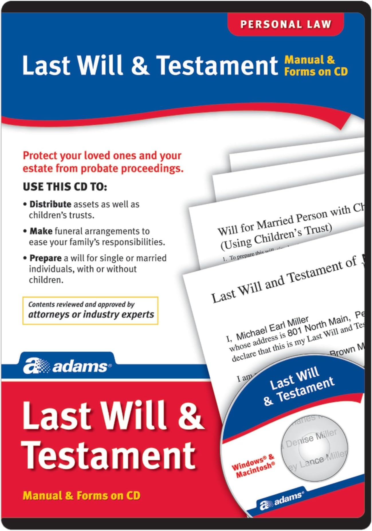 Adams Prepare A Last Will and Testament Software, CD Version includes e-Book (ALC602)