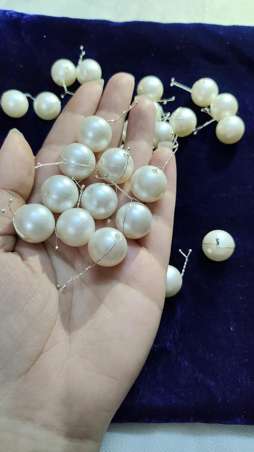 Sidhav 10 Pack Big Pearl Wedding Hairstyle Design Tools Pearl Hair Stick Hair Pins Adjustable Hair Clip Hair Accessories For Girls(White)