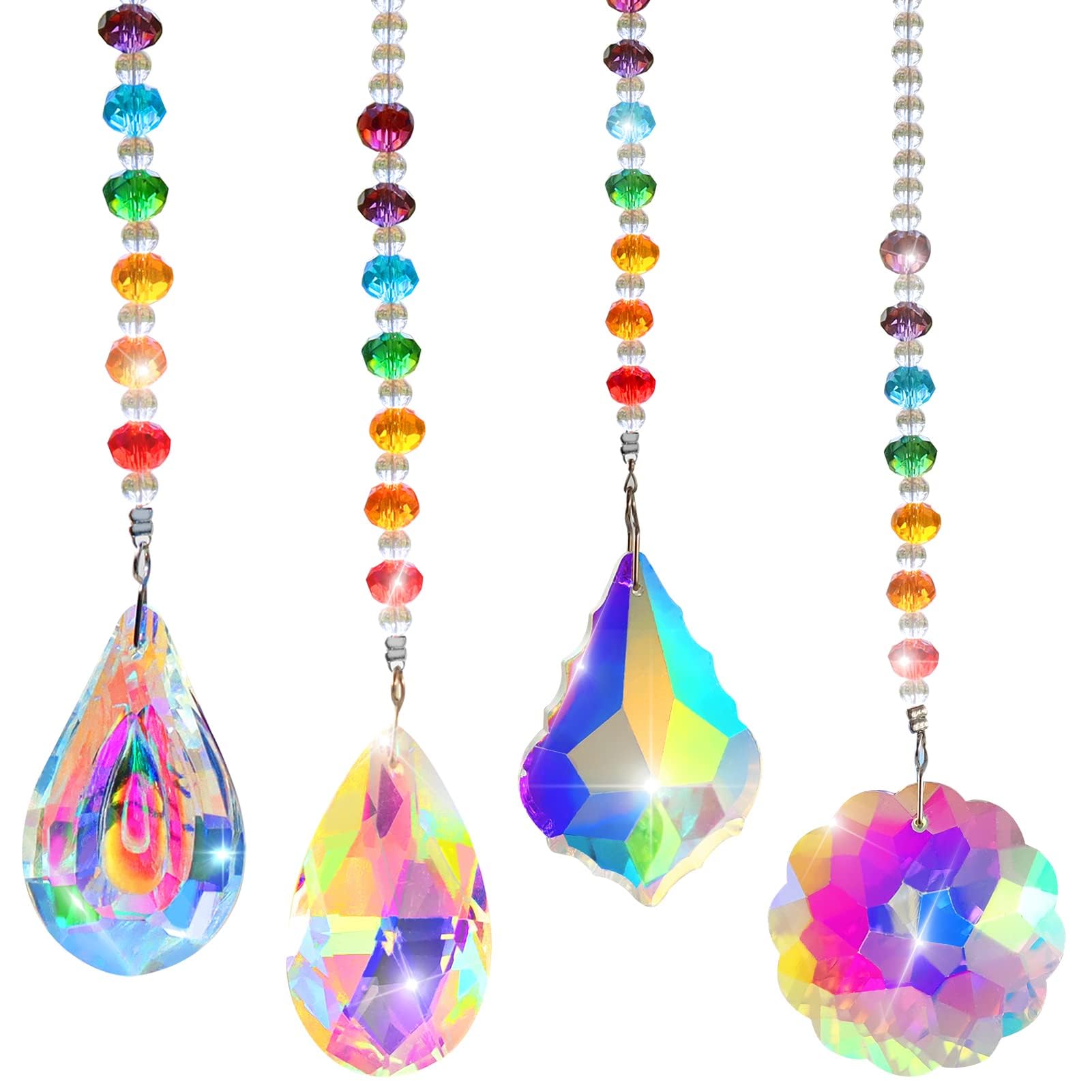 3 ciondoli con cristalli decorativi, cristallo arcobaleno, acchiappasole in cris