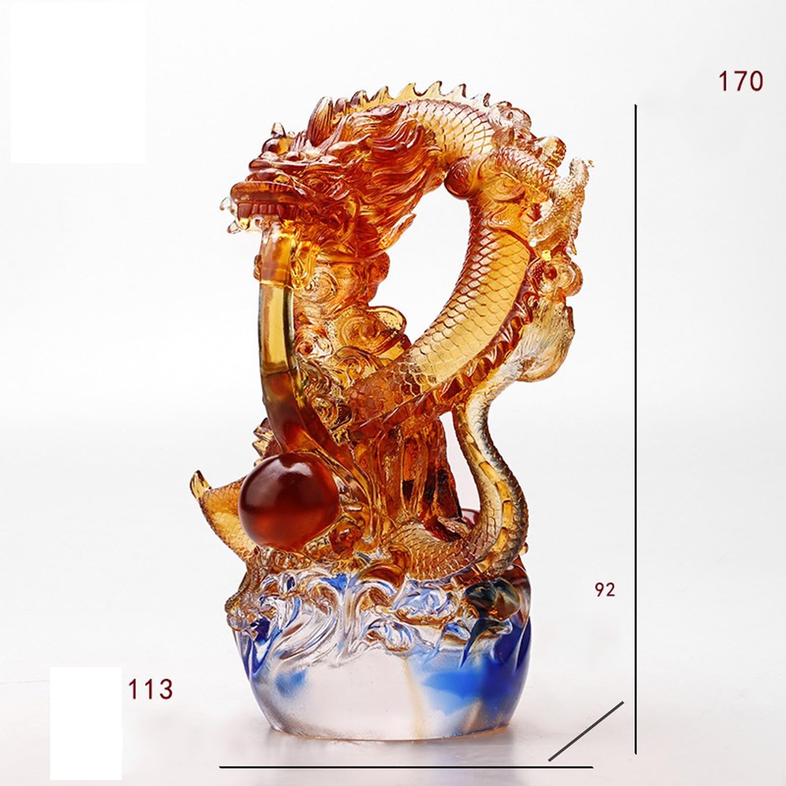 Dekoracja pulpitu Feng Shui kolorowe glazury smok Ornament Office Home Decoration prezent na otwarcie Rzeźby ozdobne