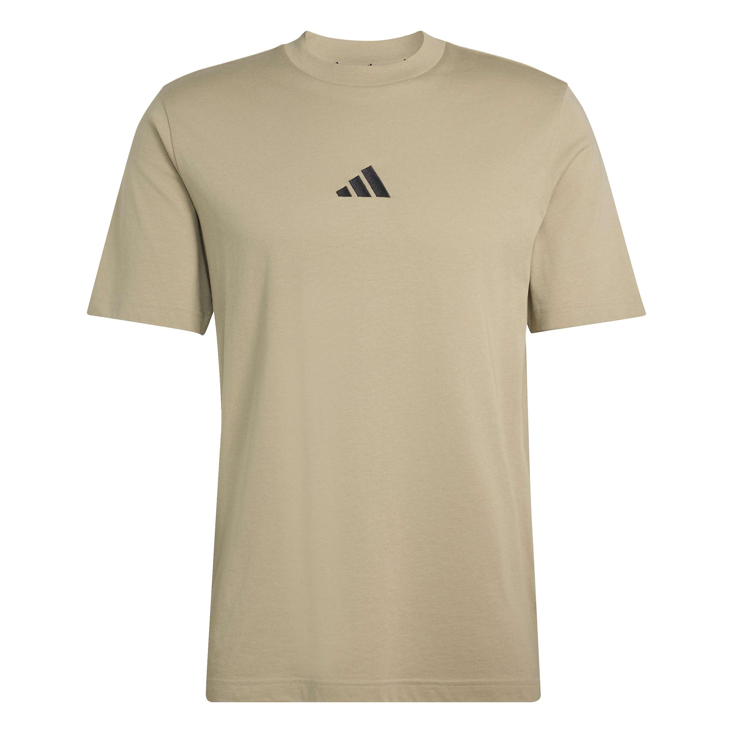 adidas Men's Essentials SMALL Logo Single Jersey Tee, Wonder Cargo/Black, S