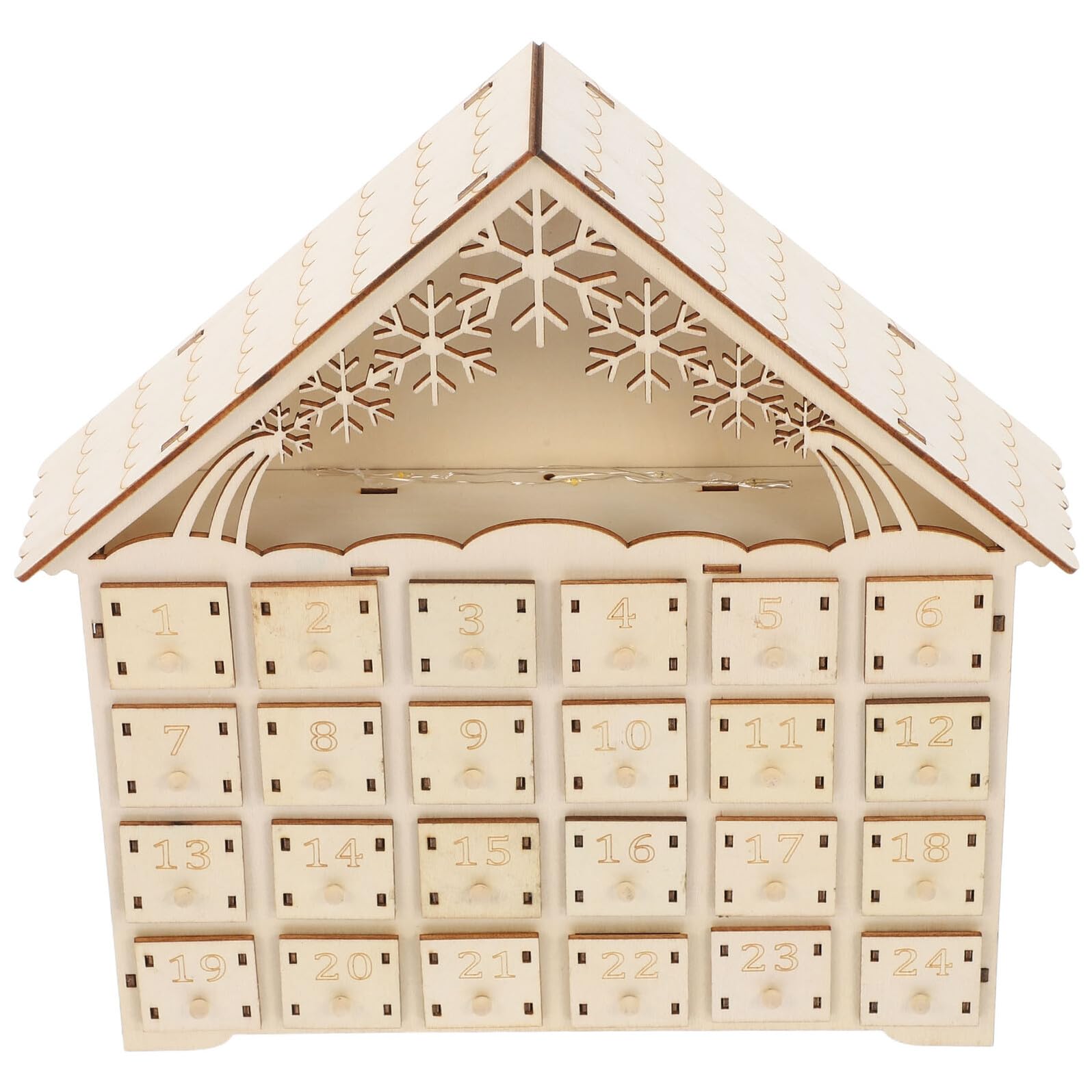 VANZACK Calendario Avvento Natale in Legno con Conta alla Rovescia per Feste Casa Avvento Fai da Te Decorazione Luminosa LED Regalo Stagionale Stili multipli