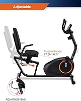 Vista 4 de Recumbent Exercise Bike for Seniors - 400LB Weight Capacity Recumbent Bikes with Comfortable Seat, Pulse Sensor, 16-level Resistance, LCD Monitor