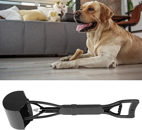Miniatura 2 de Cuchara para perros con mango largo de 23.6 in con mango largo para recoger estiércol de mascotas con mango largo (negro)