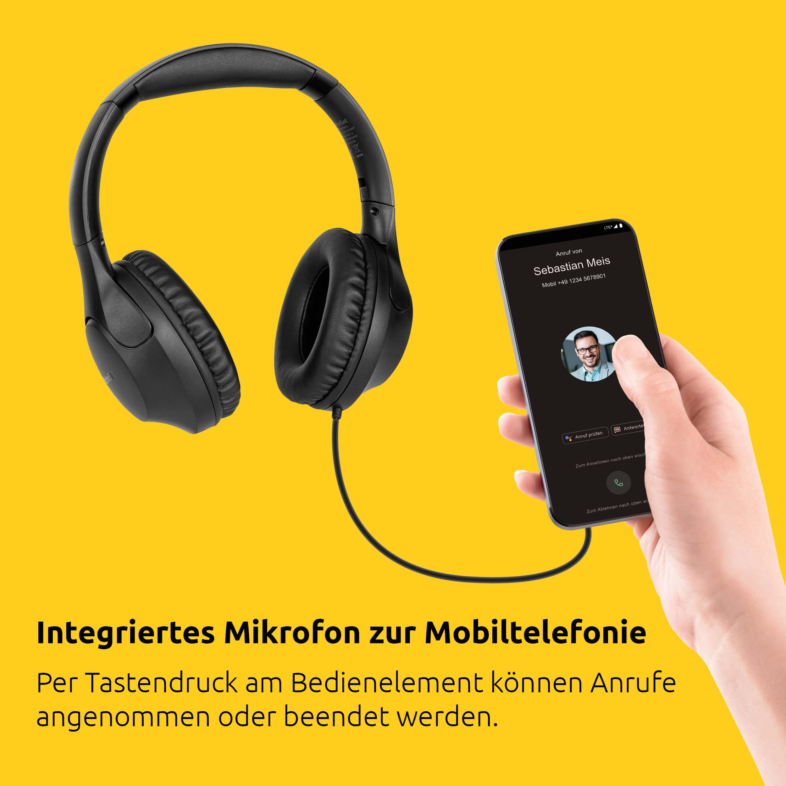 TechniSat STEREOMAN - Auriculares compactos de alta fidelidad con cable (almohadillas acolchadas de piel sintética, sobre la oreja, longitud ajustable de los auriculares, almohadillas plegables