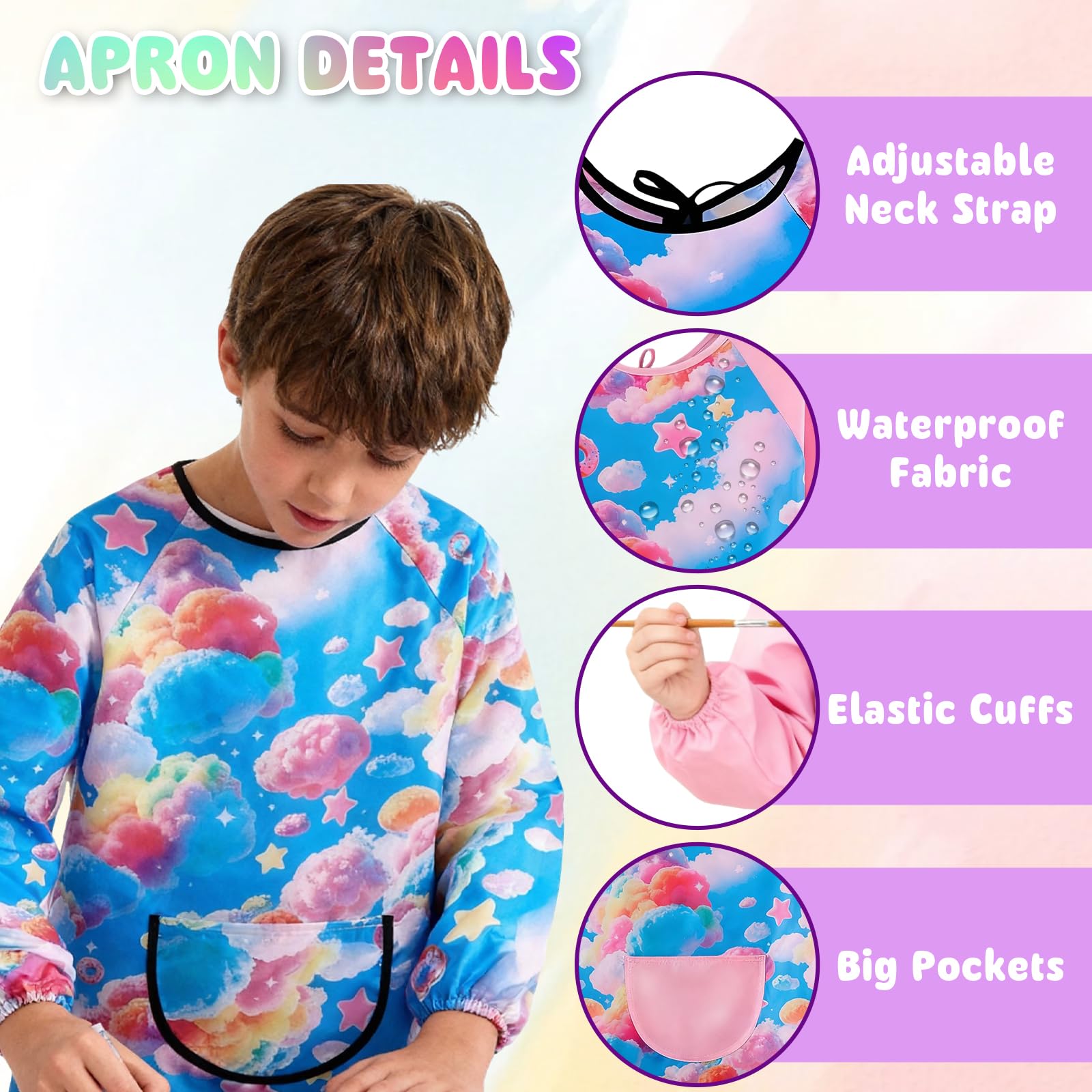 KASURE Kids Aprons for Painting 2 Pcs Artist Costume Kids - Image 3