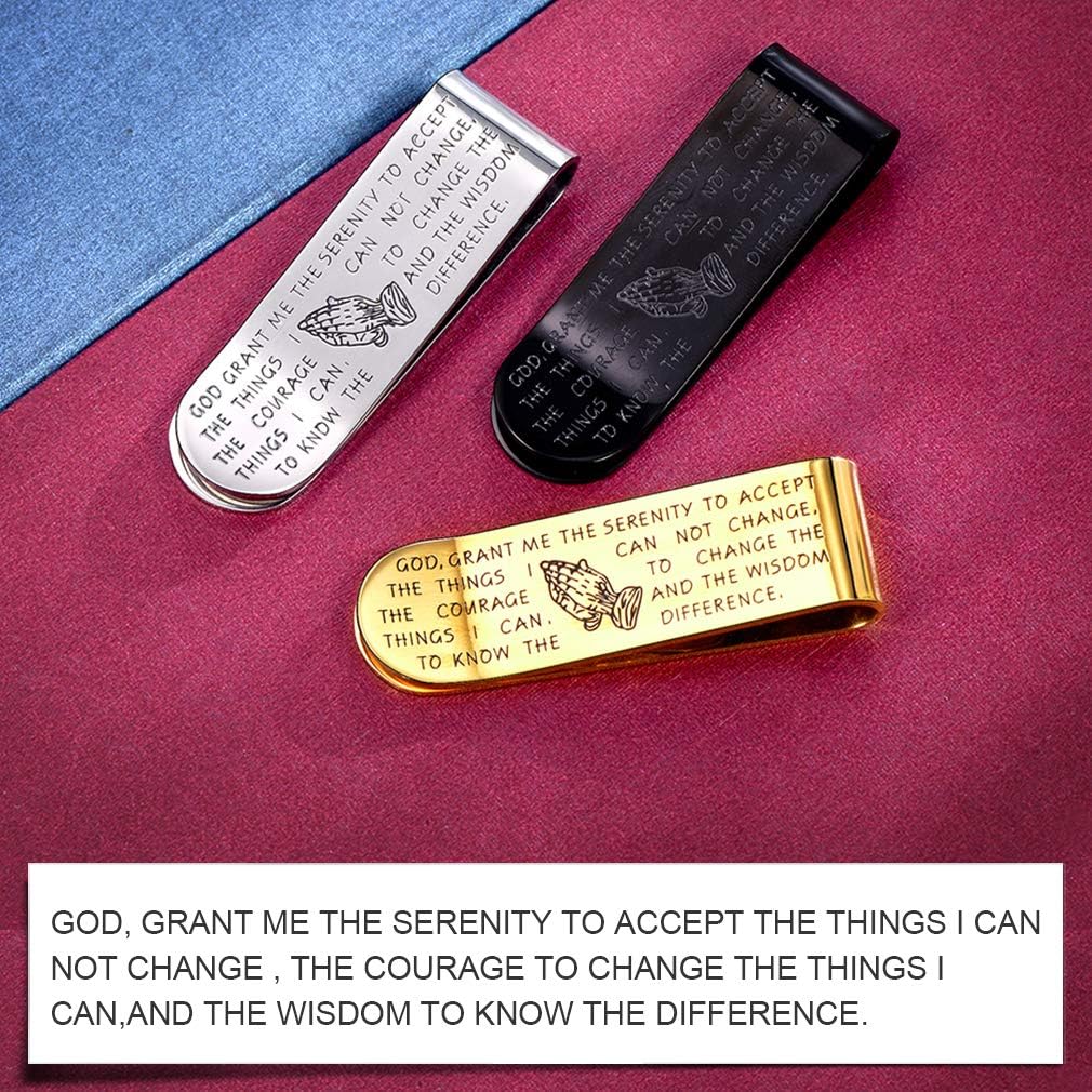 Miniatura 2 de FaithHeart Can Engrave - Clip de dinero para hombre, acero inoxidablechapado en oro, tarjetero minimalista para tarjetas, clips personalizados