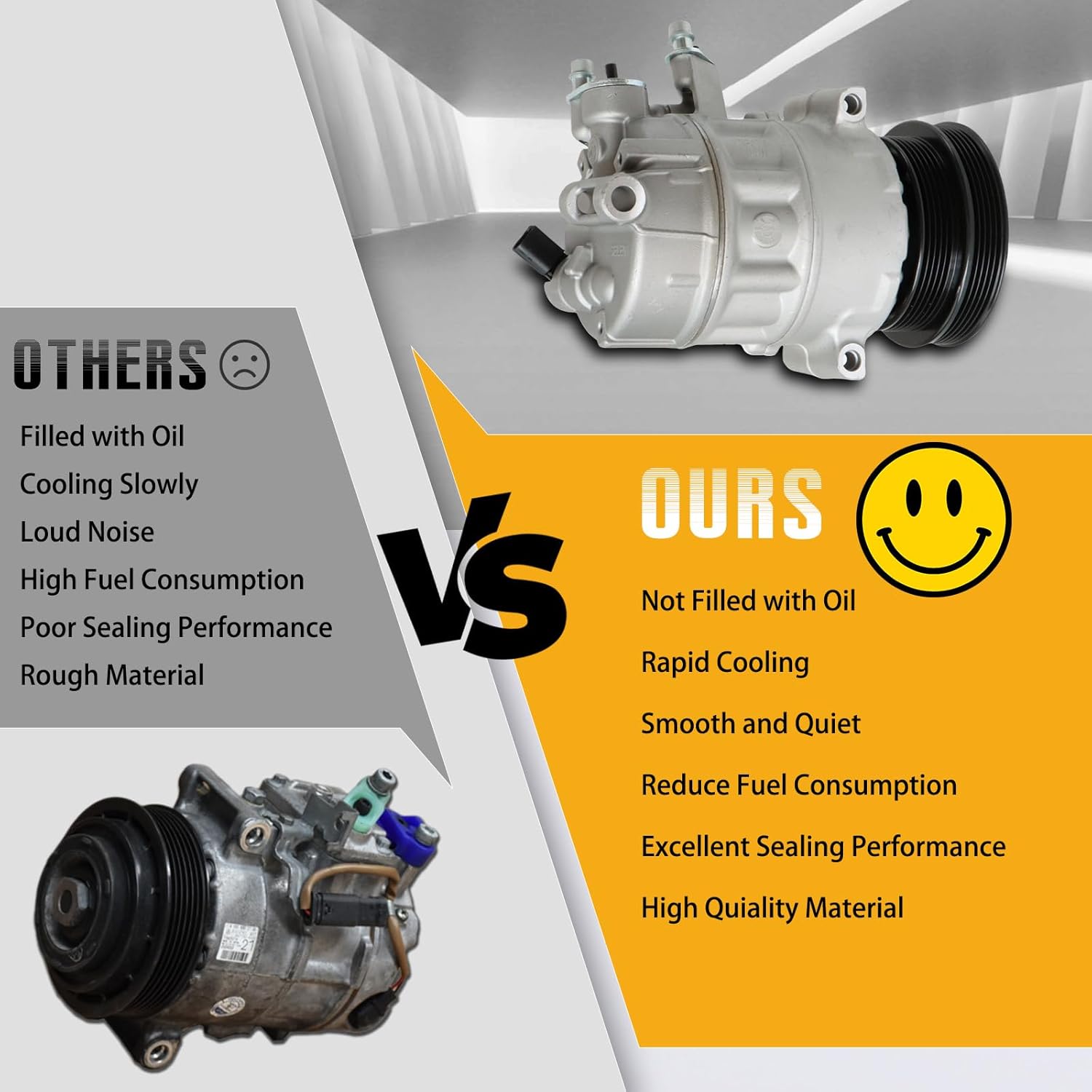 A/C Compressor Air Conditioning Compressor Compatible with Volkswagen Golf Jetta Passat R32 Rabbit 2005-2014 2.5L, Replace Part No. IG567 ​IC77613 97567 CO 4574JC