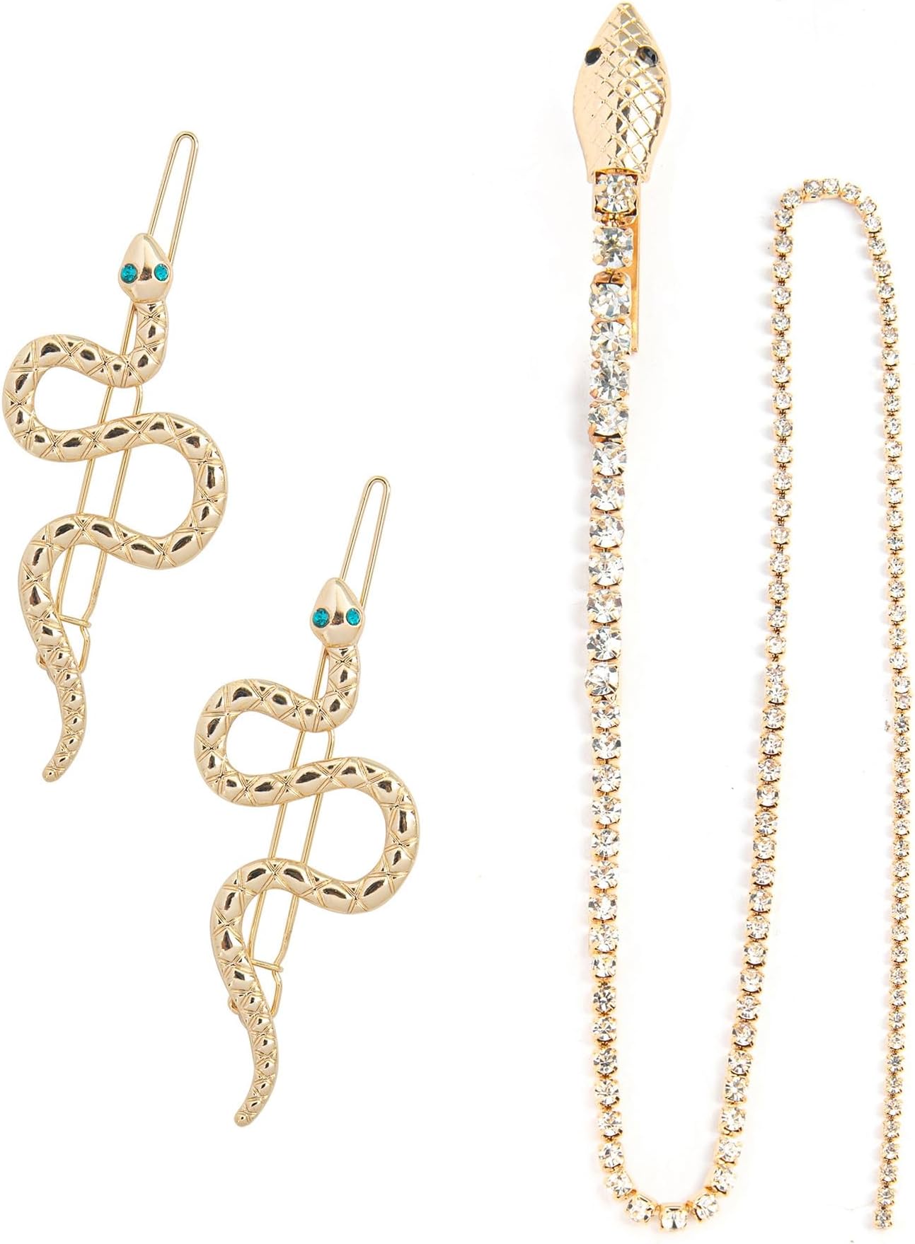 Framendino3 Pack Hair Jewelry Rhinestone Hair Chain Snake Hair Pins Hair Accessories for Women