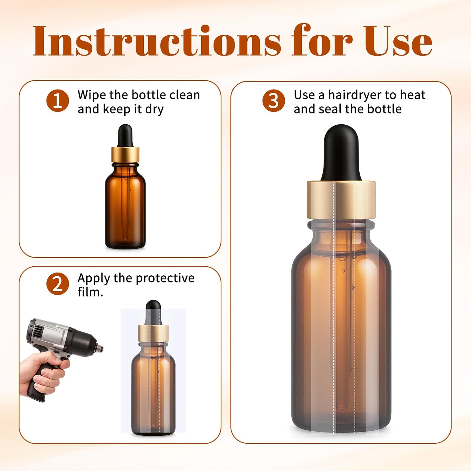 200 Pcs Shrink Wrap for Bottles Shrink Bands for 50ml Bottles
