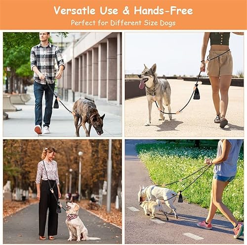 Miniatura 6 de DHDM - Correa doble para perro, correa de nailon manos libres, correa de entrenamiento fuerte ajustable para perros y mascotas, rotación de 360