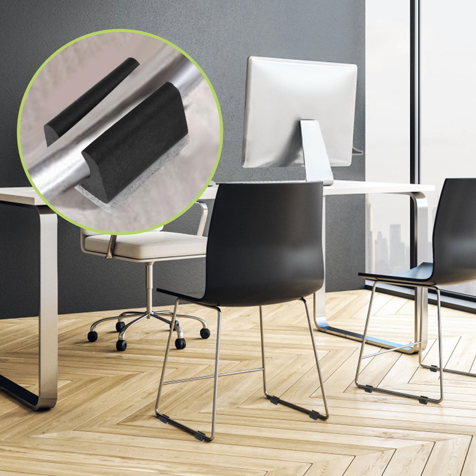 Almohadillas para silla, 160 unidades de 11-12 mm protectores de suelo de plástico con tubo de fieltro en forma de U antideslizante para patas de base redonda