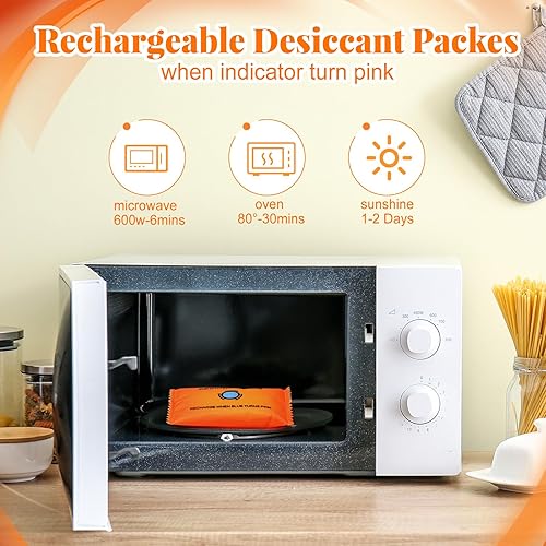 Miniatura 4 de Paquete de 5 bolsas desecantes recargables de 3.53 oz (3.53 onzas) que absorbe la humedad, bolsa para almacenamiento de gel de sílice, bolsa