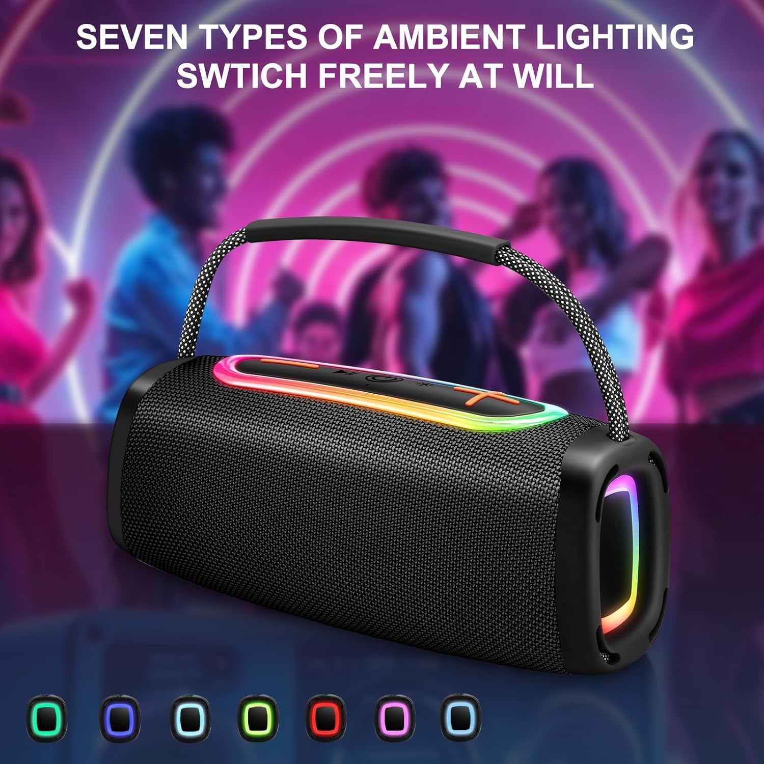 Altoparlante Bluetooth, 6000 mAh, altoparlante portatile con 36 ore di riproduzione, altoparlanti wireless Bluetooth 5.4 con volume più forte e bassi migliorati, microfono integrato, suono stereo