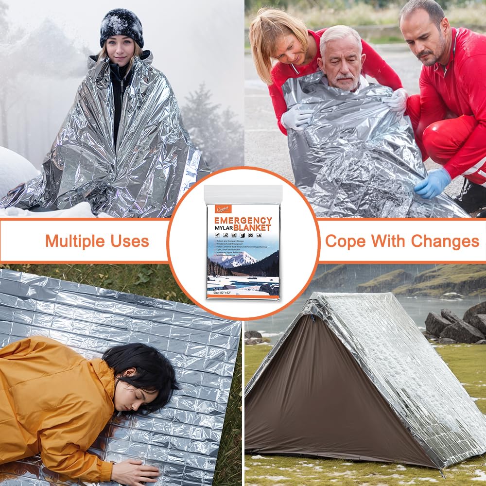 CPOMIENI 4-Pack Emergency Mylar Thermal Blankets 2