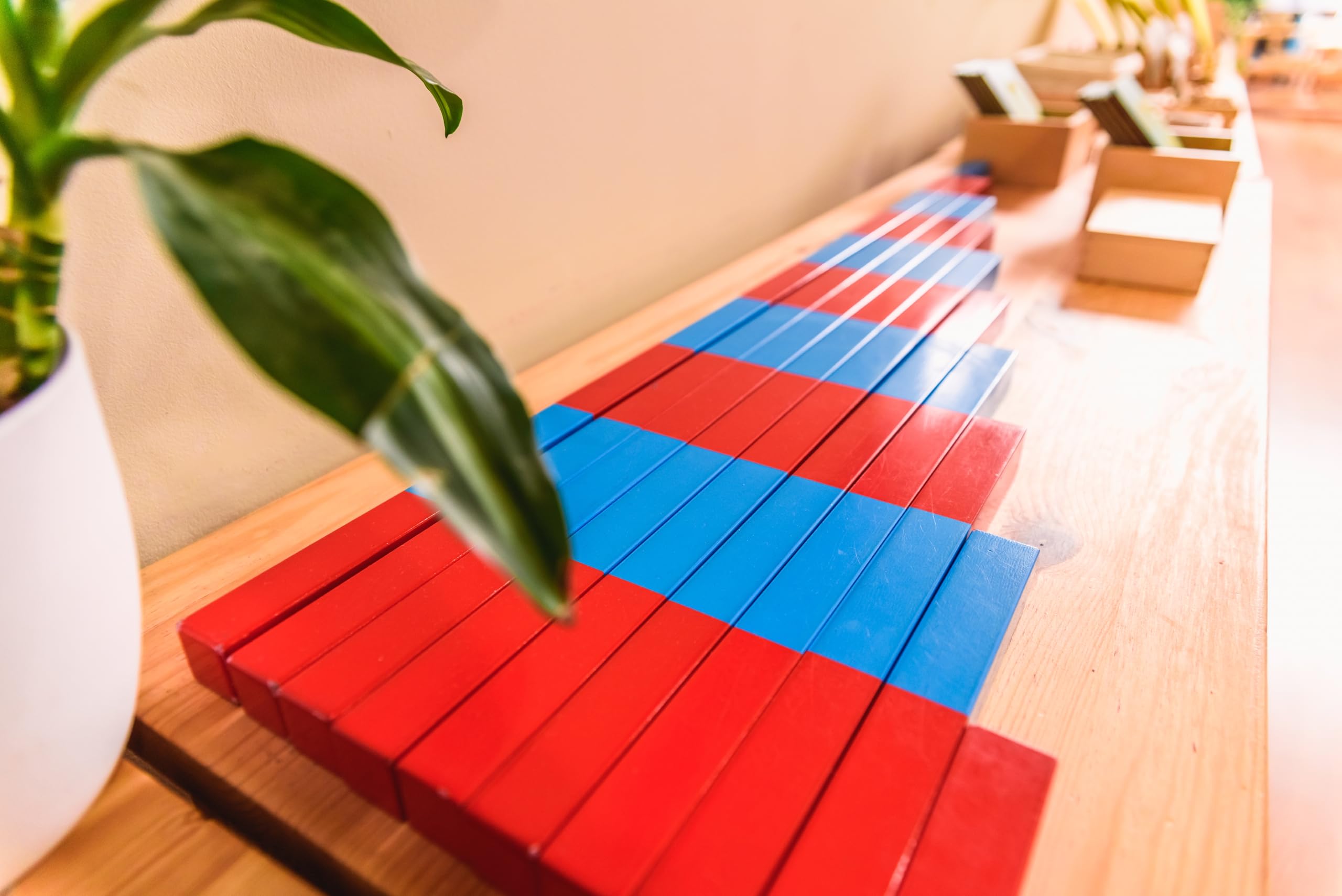 Premium Montessori Large Numerical Rods & Number Rods | 39.4" Solid Beechwood Math Materials 1-10, Red & Blue Counting Sticks for Kids | Classroom Homeschool Sensory Toys & Autism Learning Tools