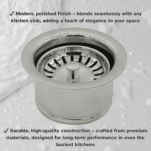 Miniatura 9 de Westbrass D2082S-05 Brida de eliminación extra profunda y colador, níquel pulido, paquete de 1