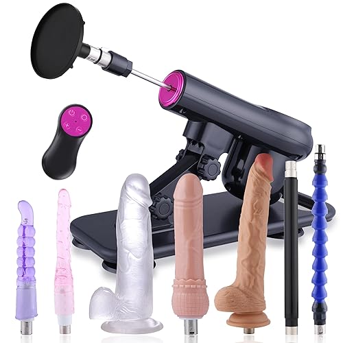 S* Machine D!ldo Machine for Women, Machine with Powerful Suction Cups,Thrusting Machine with 3Xlr Connector,Thrustinq Machine with 8 Attachments Sex Toys - Black One