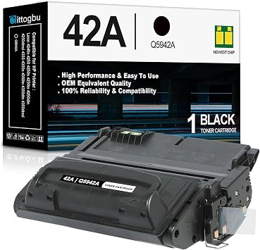 42A Black Toner Cartridge 1 Pack Compatible 42A Q5942A 42X Q5942X Toner Cartridge Replacement for HP Laser 4240n 4250 4250n 4250tn 4250dtn 4250dtnsl 4350 4350n 4350tn 4350dtn 4350dtnsl Printers