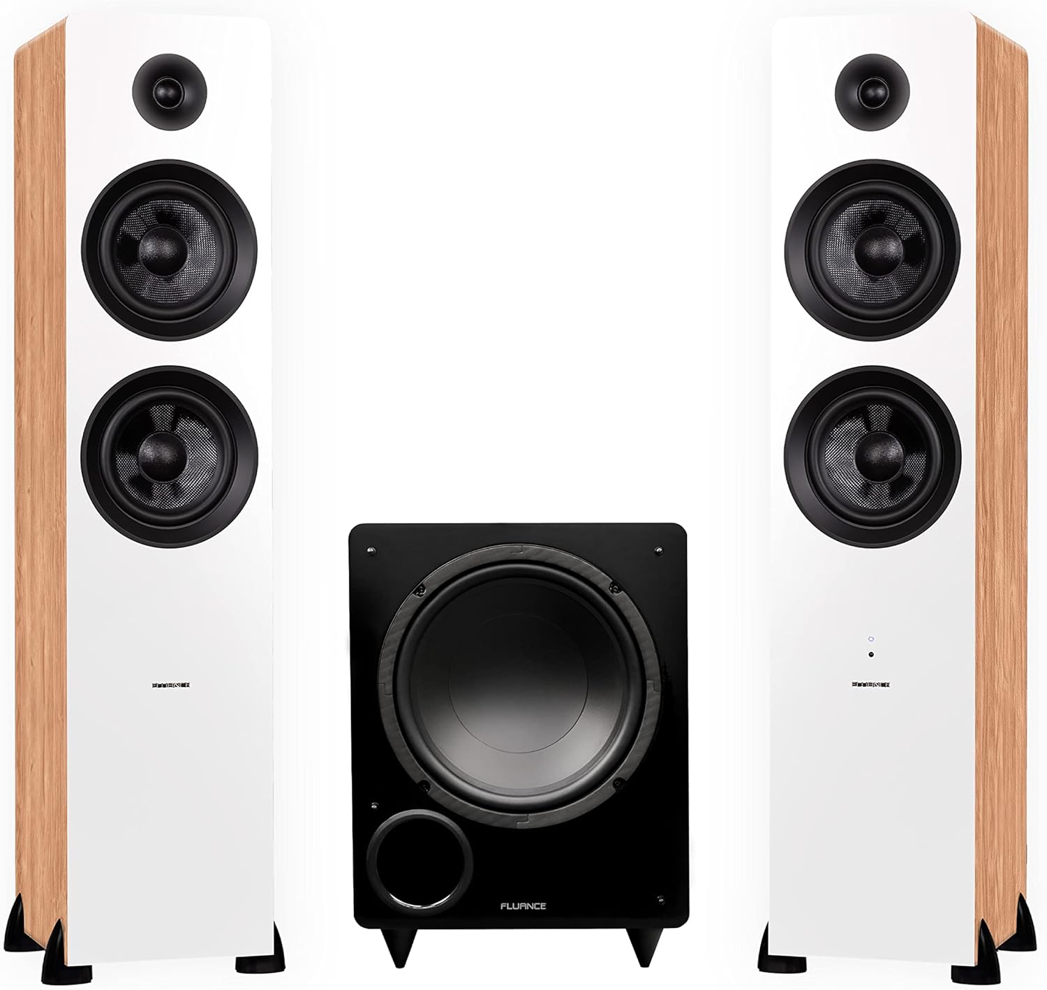 Fluance Ai81 Powered Floorstanding Tower Speakers (Bamboo) and DB10 10